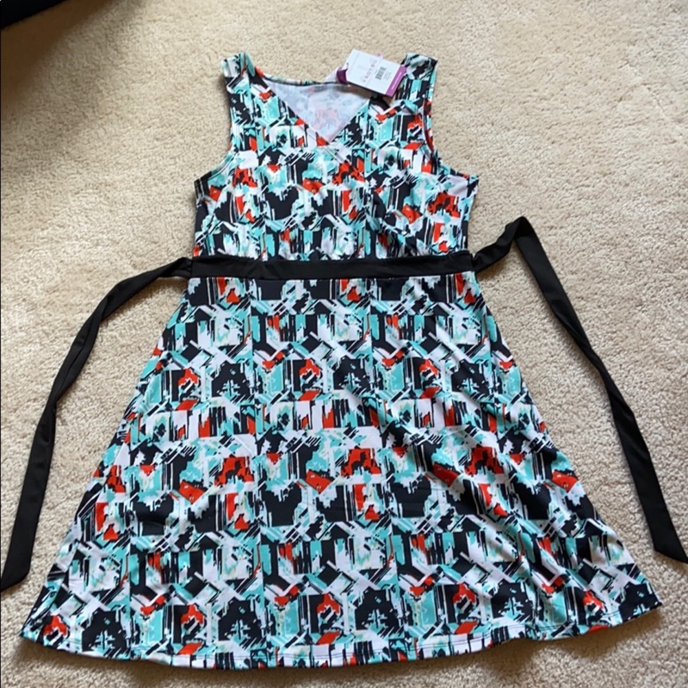 NWT Black white green red Soybu wrap dress, Large